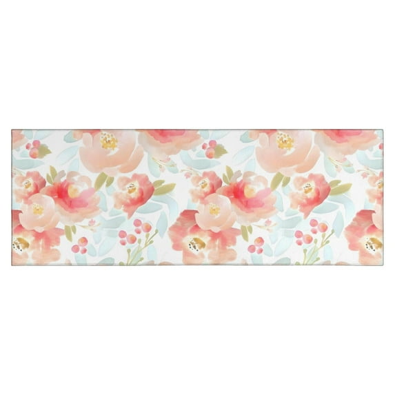Pioneer Flower Floral Print Pattern Kitchen Rug Mat,Kitchen Runner Rugs Non Skid Washable,Decorative Kitchen Floor Mats for Kitchen,Sink,Laundry,17"X47"