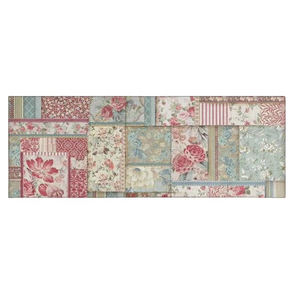 Pioneer Flower Floral Print Pattern Kitchen Rug Mat,Kitchen Runner Rugs Non Skid Washable,Decorative Kitchen Floor Mats for Kitchen,Sink,Laundry,17"X47"