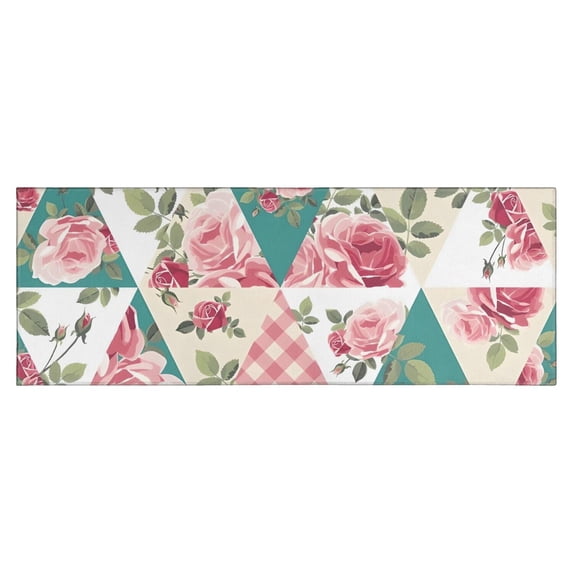 Pioneer Flower Floral Print Pattern Kitchen Rug Mat,Kitchen Runner Rugs Non Skid Washable,Decorative Kitchen Floor Mats for Kitchen,Sink,Laundry,17"X47"