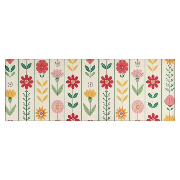 Pioneer Flower Floral Print Pattern Kitchen Rug Mat,Kitchen Runner Rugs Non Skid Washable,Decorative Kitchen Floor Mats for Kitchen,Sink,Laundry,17"X47"