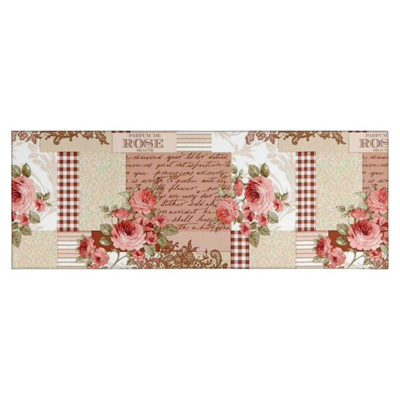 Pioneer Flower Floral Print Pattern Kitchen Rug Mat,Kitchen Runner Rugs Non Skid Washable,Decorative Kitchen Floor Mats for Kitchen,Sink,Laundry,17"X47"