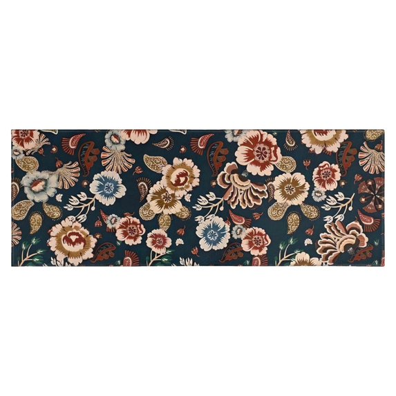 Pioneer Flower Floral Print Pattern Kitchen Rug Mat,Kitchen Runner Rugs Non Skid Washable,Decorative Kitchen Floor Mats for Kitchen,Sink,Laundry,17"X47"