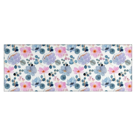 Pioneer Flower Floral Print Pattern Kitchen Rug Mat,Kitchen Runner Rugs Non Skid Washable,Decorative Kitchen Floor Mats for Kitchen,Sink,Laundry,17"X47"