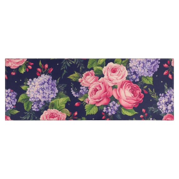 Pioneer Flower Floral Print Pattern Kitchen Rug Mat,Kitchen Runner Rugs Non Skid Washable,Decorative Kitchen Floor Mats for Kitchen,Sink,Laundry,17"X47"