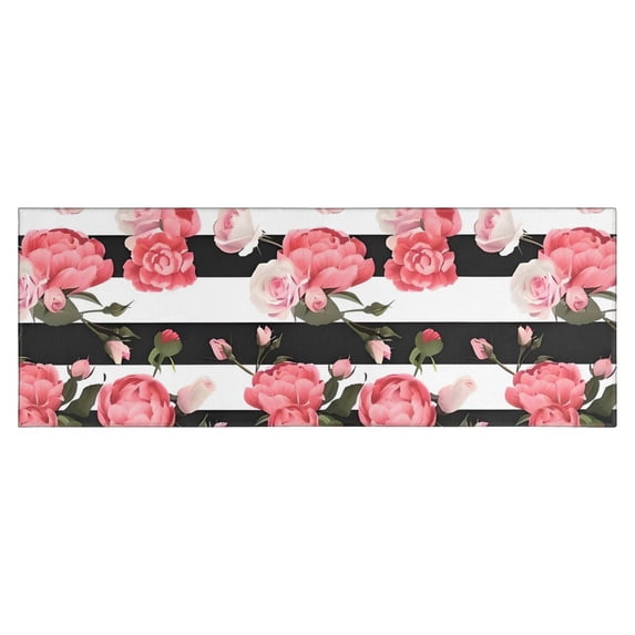 Pioneer Flower Floral Print Pattern Kitchen Rug Mat,Kitchen Runner Rugs Non Skid Washable,Decorative Kitchen Floor Mats for Kitchen,Sink,Laundry,17"X47"