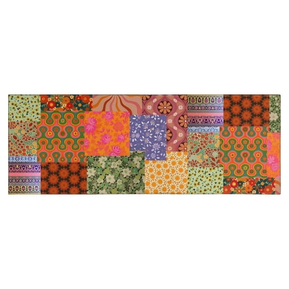 Pioneer Flower Floral Print Pattern Kitchen Rug Mat,Kitchen Runner Rugs Non Skid Washable,Decorative Kitchen Floor Mats for Kitchen,Sink,Laundry,17"X47"