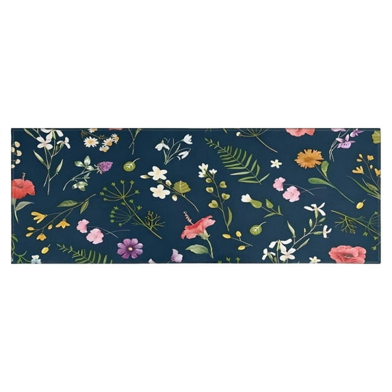 Pioneer Flower Floral Print Pattern Kitchen Rug Mat,Kitchen Runner Rugs Non Skid Washable,Decorative Kitchen Floor Mats for Kitchen,Sink,Laundry,17"X47"