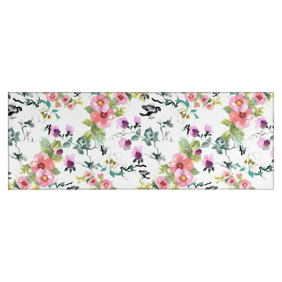 Pioneer Flower Floral Print Pattern Kitchen Rug Mat,Kitchen Runner Rugs Non Skid Washable,Decorative Kitchen Floor Mats for Kitchen,Sink,Laundry,17"X47"