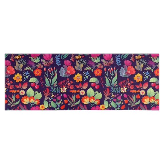 Pioneer Flower Floral Print Pattern Kitchen Rug Mat,Kitchen Runner Rugs Non Skid Washable,Decorative Kitchen Floor Mats for Kitchen,Sink,Laundry,17"X47"
