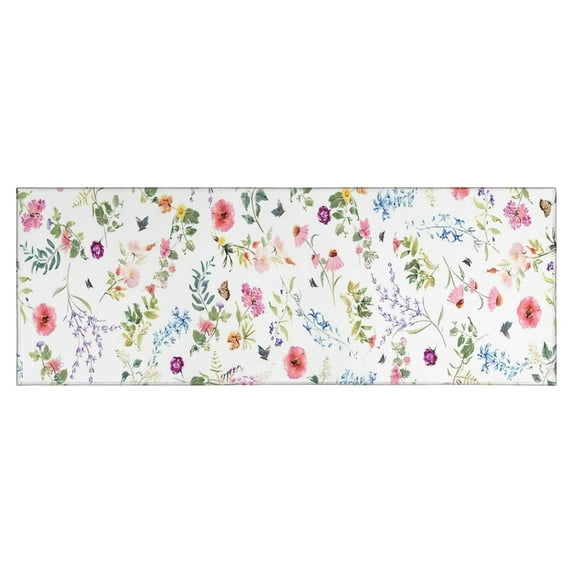 Pioneer Flower Floral Print Pattern Kitchen Rug Mat,Kitchen Runner Rugs Non Skid Washable,Decorative Kitchen Floor Mats for Kitchen,Sink,Laundry,17"X47"