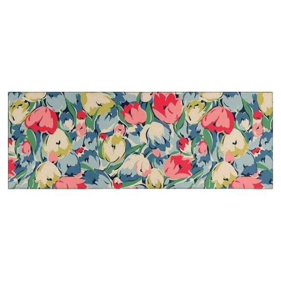 Pioneer Flower Floral Print Pattern Kitchen Rug Mat,Kitchen Runner Rugs Non Skid Washable,Decorative Kitchen Floor Mats for Kitchen,Sink,Laundry,17"X47"