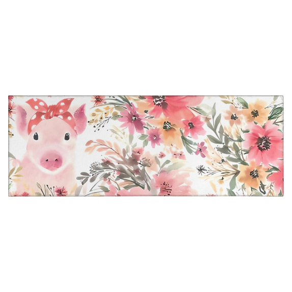 Pioneer Flower Floral Print Pattern Kitchen Rug Mat,Kitchen Runner Rugs Non Skid Washable,Decorative Kitchen Floor Mats for Kitchen,Sink,Laundry,17"X47"