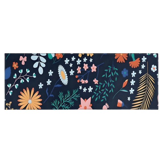Pioneer Flower Floral Print Pattern Kitchen Rug Mat,Kitchen Runner Rugs Non Skid Washable,Decorative Kitchen Floor Mats for Kitchen,Sink,Laundry,17"X47"