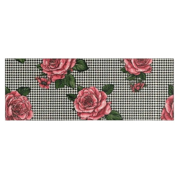 Pioneer Flower Floral Print Pattern Kitchen Rug Mat,Kitchen Runner Rugs Non Skid Washable,Decorative Kitchen Floor Mats for Kitchen,Sink,Laundry,17"X47"
