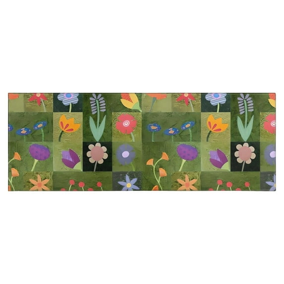 Pioneer Flower Floral Print Pattern Kitchen Rug Mat,Kitchen Runner Rugs Non Skid Washable,Decorative Kitchen Floor Mats for Kitchen,Sink,Laundry,17"X47"