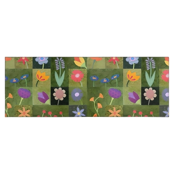 Pioneer Flower Floral Print Pattern Kitchen Rug Mat,Kitchen Runner Rugs Non Skid Washable,Decorative Kitchen Floor Mats for Kitchen,Sink,Laundry,17"X47"