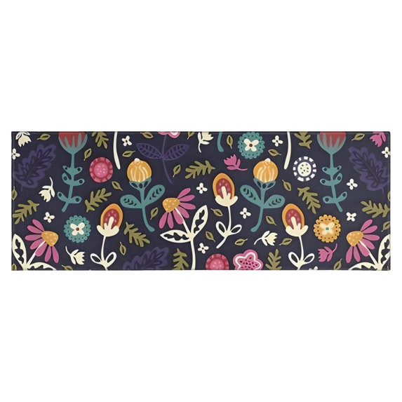 Pioneer Flower Floral Print Pattern Kitchen Rug Mat,Kitchen Runner Rugs Non Skid Washable,Decorative Kitchen Floor Mats for Kitchen,Sink,Laundry,17"X47"