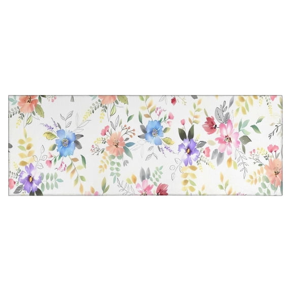 Pioneer Flower Floral Print Pattern Kitchen Rug Mat,Kitchen Runner Rugs Non Skid Washable,Decorative Kitchen Floor Mats for Kitchen,Sink,Laundry,17"X47"