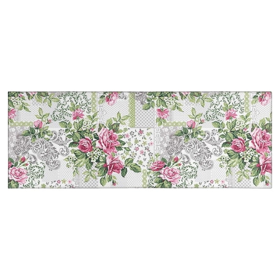 Pioneer Flower Floral Print Pattern Kitchen Rug Mat,Kitchen Runner Rugs Non Skid Washable,Decorative Kitchen Floor Mats for Kitchen,Sink,Laundry,17"X47"