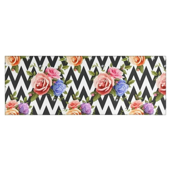 Pioneer Flower Floral Print Pattern Kitchen Rug Mat,Kitchen Runner Rugs Non Skid Washable,Decorative Kitchen Floor Mats for Kitchen,Sink,Laundry,17"X47"