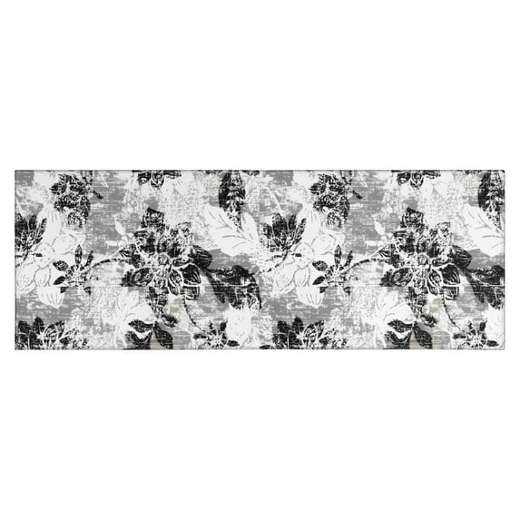 Pioneer Flower Floral Print Pattern Kitchen Rug Mat,Kitchen Runner Rugs Non Skid Washable,Decorative Kitchen Floor Mats for Kitchen,Sink,Laundry,17"X47"