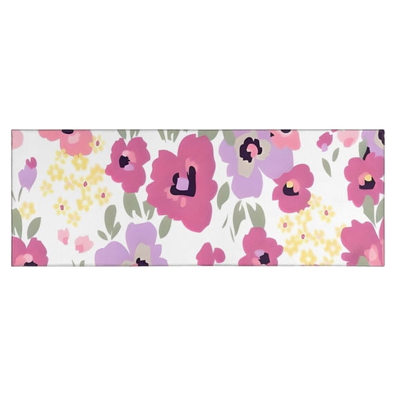 Pioneer Flower Floral Print Pattern Kitchen Rug Mat,Kitchen Runner Rugs Non Skid Washable,Decorative Kitchen Floor Mats for Kitchen,Sink,Laundry,17"X47"