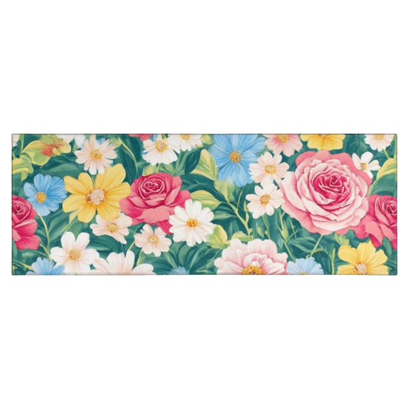 Pioneer Flower Floral Print Pattern Kitchen Rug Mat,Kitchen Runner Rugs Non Skid Washable,Decorative Kitchen Floor Mats for Kitchen,Sink,Laundry,17"X47"