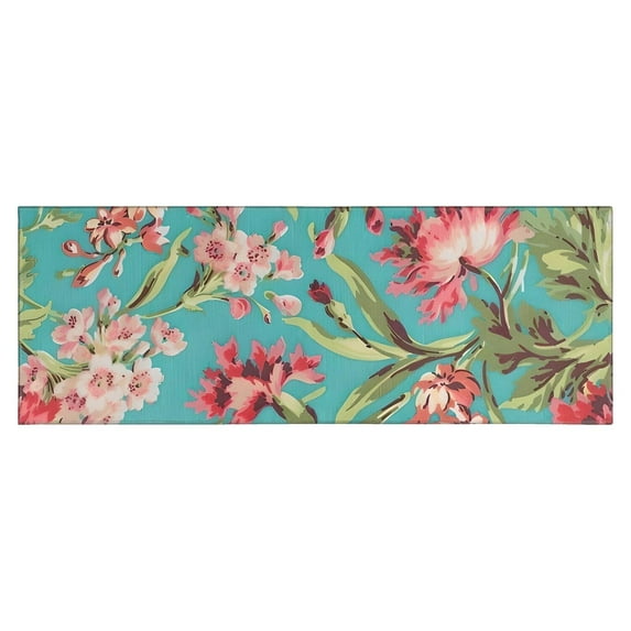 Pioneer Flower Floral Print Pattern Kitchen Rug Mat,Kitchen Runner Rugs Non Skid Washable,Decorative Kitchen Floor Mats for Kitchen,Sink,Laundry,17"X47"