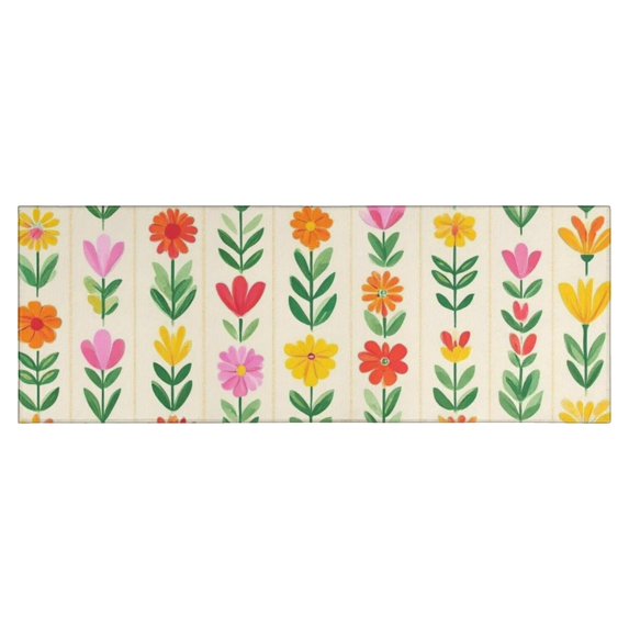 Pioneer Flower Floral Print Pattern Kitchen Rug Mat,Kitchen Runner Rugs Non Skid Washable,Decorative Kitchen Floor Mats for Kitchen,Sink,Laundry,17"X47"