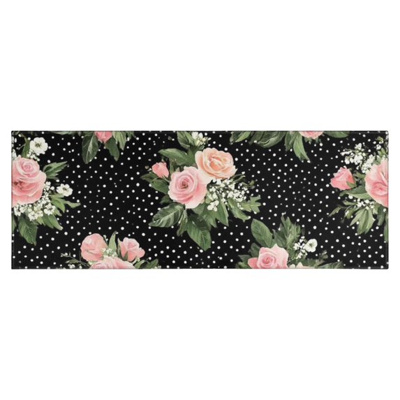 Pioneer Flower Floral Print Pattern Kitchen Rug Mat,Kitchen Runner Rugs Non Skid Washable,Decorative Kitchen Floor Mats for Kitchen,Sink,Laundry,17"X47"