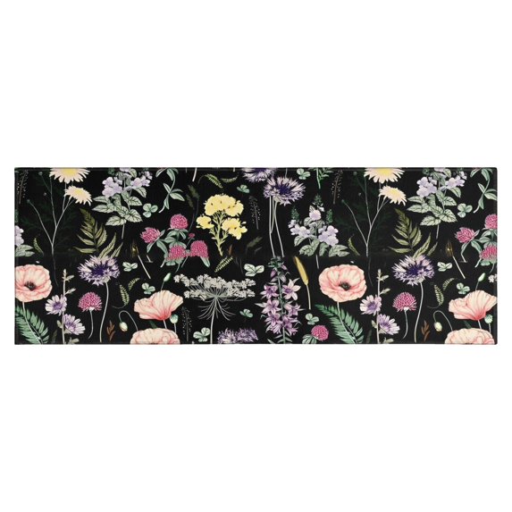 Pioneer Flower Floral Print Pattern Kitchen Rug Mat,Kitchen Runner Rugs Non Skid Washable,Decorative Kitchen Floor Mats for Kitchen,Sink,Laundry,17"X47"