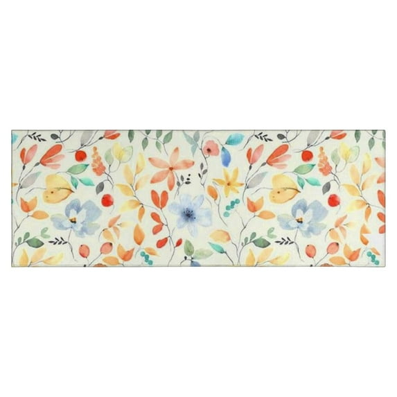 Pioneer Flower Floral Print Pattern Kitchen Rug Mat,Kitchen Runner Rugs Non Skid Washable,Decorative Kitchen Floor Mats for Kitchen,Sink,Laundry,17"X47"
