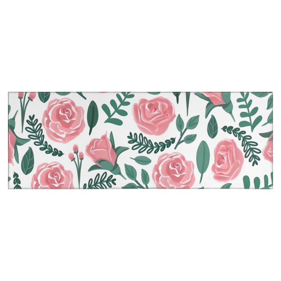Pioneer Flower Floral Print Pattern Kitchen Rug Mat,Kitchen Runner Rugs Non Skid Washable,Decorative Kitchen Floor Mats for Kitchen,Sink,Laundry,17"X47"