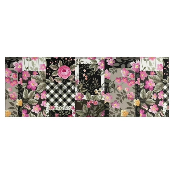 Pioneer Flower Floral Print Pattern Kitchen Rug Mat,Kitchen Runner Rugs Non Skid Washable,Decorative Kitchen Floor Mats for Kitchen,Sink,Laundry,17"X47"