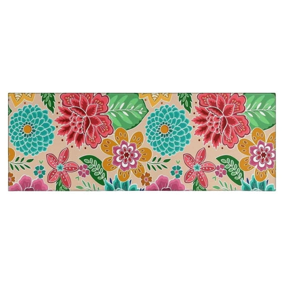 Pioneer Flower Floral Print Pattern Kitchen Rug Mat,Kitchen Runner Rugs Non Skid Washable,Decorative Kitchen Floor Mats for Kitchen,Sink,Laundry,17"X47"