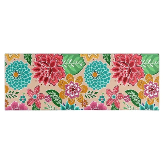 Pioneer Flower Floral Print Pattern Kitchen Rug Mat,Kitchen Runner Rugs Non Skid Washable,Decorative Kitchen Floor Mats for Kitchen,Sink,Laundry,17"X47"