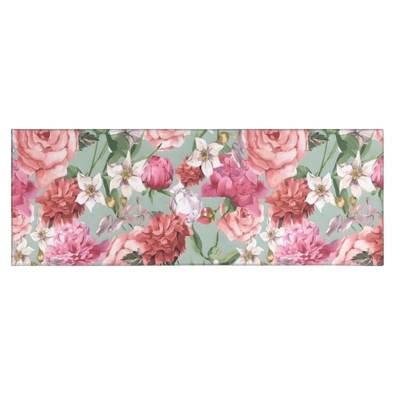 Pioneer Flower Floral Print Pattern Kitchen Rug Mat,Kitchen Runner Rugs Non Skid Washable,Decorative Kitchen Floor Mats for Kitchen,Sink,Laundry,17"X47"