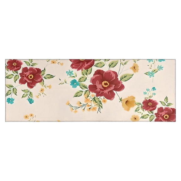 Pioneer Flower Floral Print Pattern Kitchen Rug Mat,Kitchen Runner Rugs Non Skid Washable,Decorative Kitchen Floor Mats for Kitchen,Sink,Laundry,17"X47"