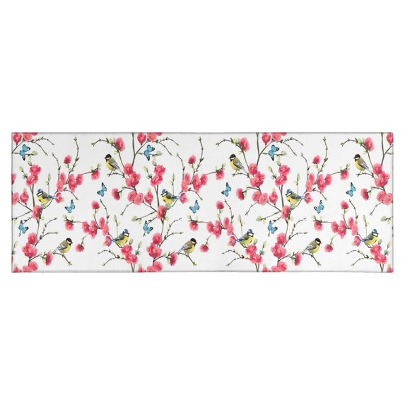 Pioneer Flower Floral Print Pattern Kitchen Rug Mat,Kitchen Runner Rugs Non Skid Washable,Decorative Kitchen Floor Mats for Kitchen,Sink,Laundry,17"X47"
