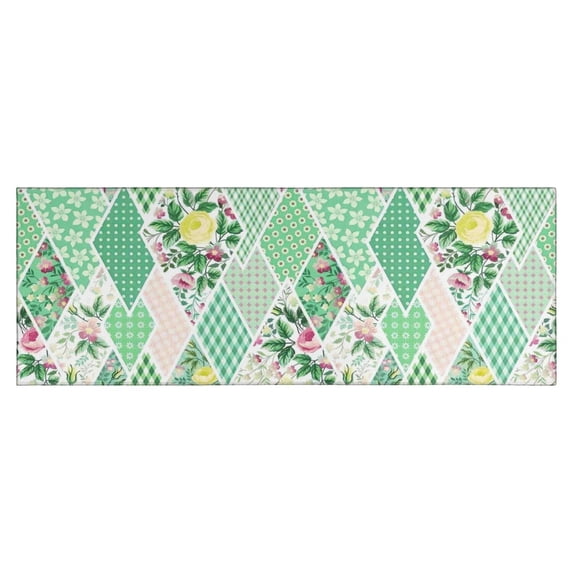 Pioneer Flower Floral Print Pattern Kitchen Rug Mat,Kitchen Runner Rugs Non Skid Washable,Decorative Kitchen Floor Mats for Kitchen,Sink,Laundry,17"X47"