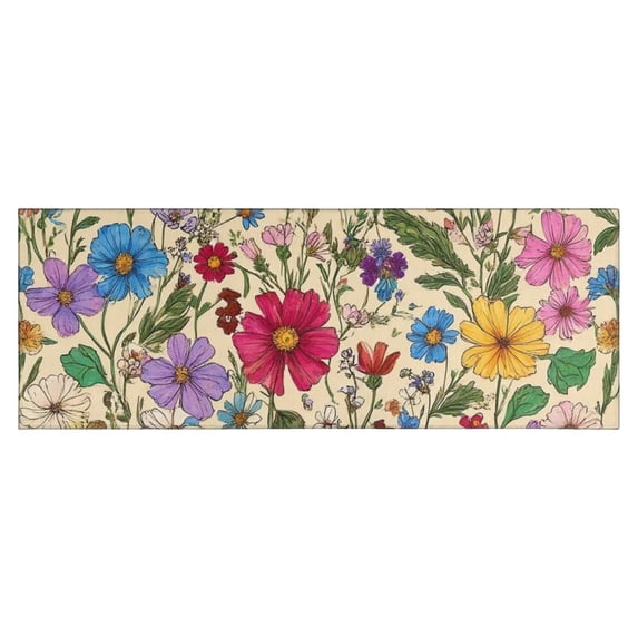 Pioneer Flower Floral Print Pattern Kitchen Rug Mat,Kitchen Runner Rugs Non Skid Washable,Decorative Kitchen Floor Mats for Kitchen,Sink,Laundry,17"X47"