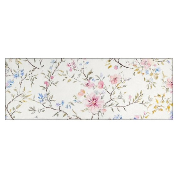 Pioneer Flower Floral Print Pattern Kitchen Rug Mat,Kitchen Runner Rugs Non Skid Washable,Decorative Kitchen Floor Mats for Kitchen,Sink,Laundry,17"X47"