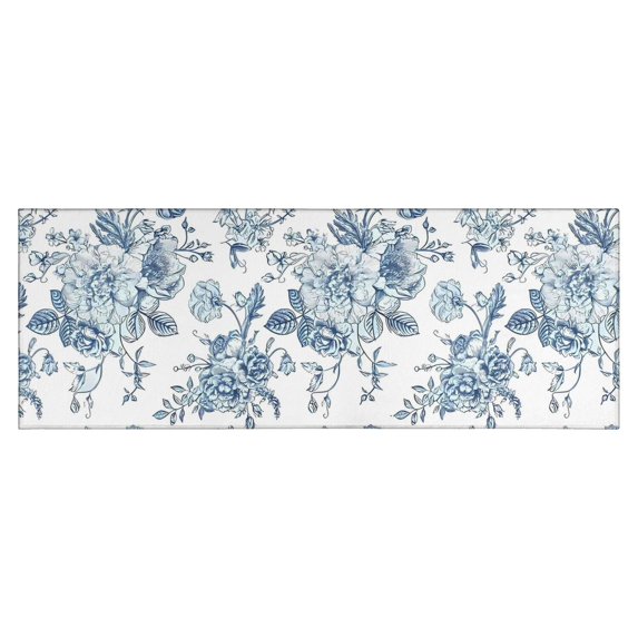 Pioneer Flower Floral Print Pattern Kitchen Rug Mat,Kitchen Runner Rugs Non Skid Washable,Decorative Kitchen Floor Mats for Kitchen,Sink,Laundry,17"X47"