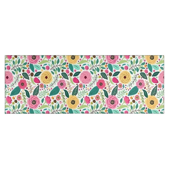 Pioneer Flower Floral Print Pattern Kitchen Rug Mat,Kitchen Runner Rugs Non Skid Washable,Decorative Kitchen Floor Mats for Kitchen,Sink,Laundry,17"X47"
