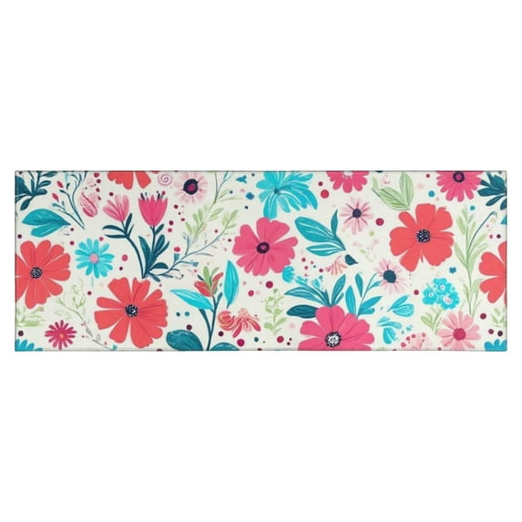Pioneer Flower Floral Print Pattern Kitchen Rug Mat,Kitchen Runner Rugs Non Skid Washable,Decorative Kitchen Floor Mats for Kitchen,Sink,Laundry,17"X47"