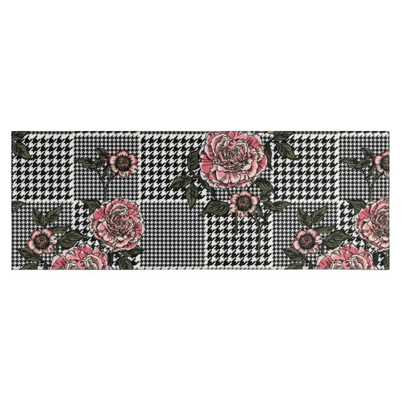 Pioneer Flower Floral Print Pattern Kitchen Rug Mat,Kitchen Runner Rugs Non Skid Washable,Decorative Kitchen Floor Mats for Kitchen,Sink,Laundry,17"X47"