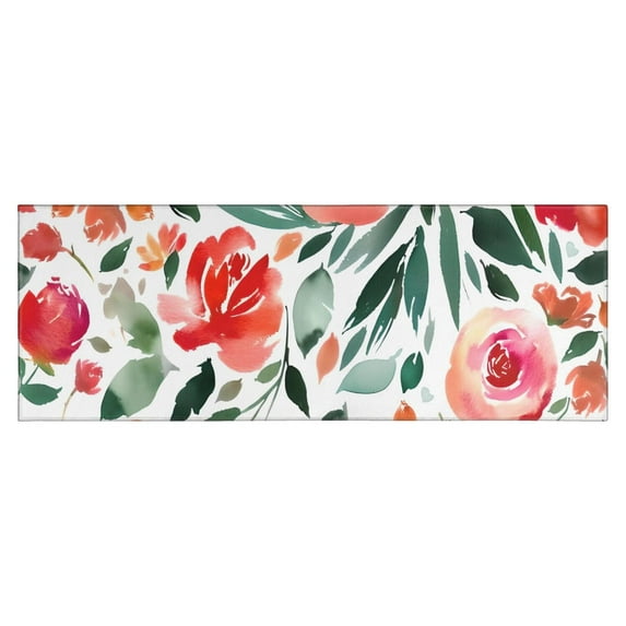 Pioneer Flower Floral Print Pattern Kitchen Rug Mat,Kitchen Runner Rugs Non Skid Washable,Decorative Kitchen Floor Mats for Kitchen,Sink,Laundry,17"X47"