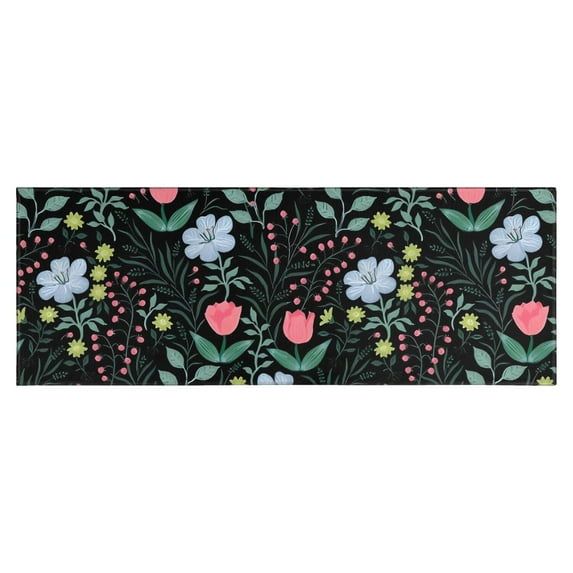 Pioneer Flower Floral Print Pattern Kitchen Rug Mat,Kitchen Runner Rugs Non Skid Washable,Decorative Kitchen Floor Mats for Kitchen,Sink,Laundry,17"X47"