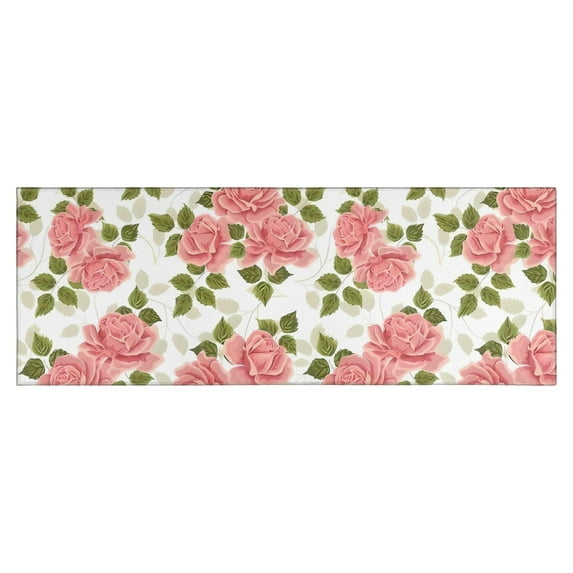 Pioneer Flower Floral Print Pattern Kitchen Rug Mat,Kitchen Runner Rugs Non Skid Washable,Decorative Kitchen Floor Mats for Kitchen,Sink,Laundry,17"X47"