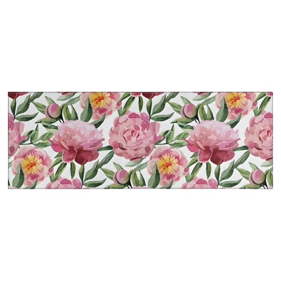 Pioneer Flower Floral Print Pattern Kitchen Rug Mat,Kitchen Runner Rugs Non Skid Washable,Decorative Kitchen Floor Mats for Kitchen,Sink,Laundry,17"X47"